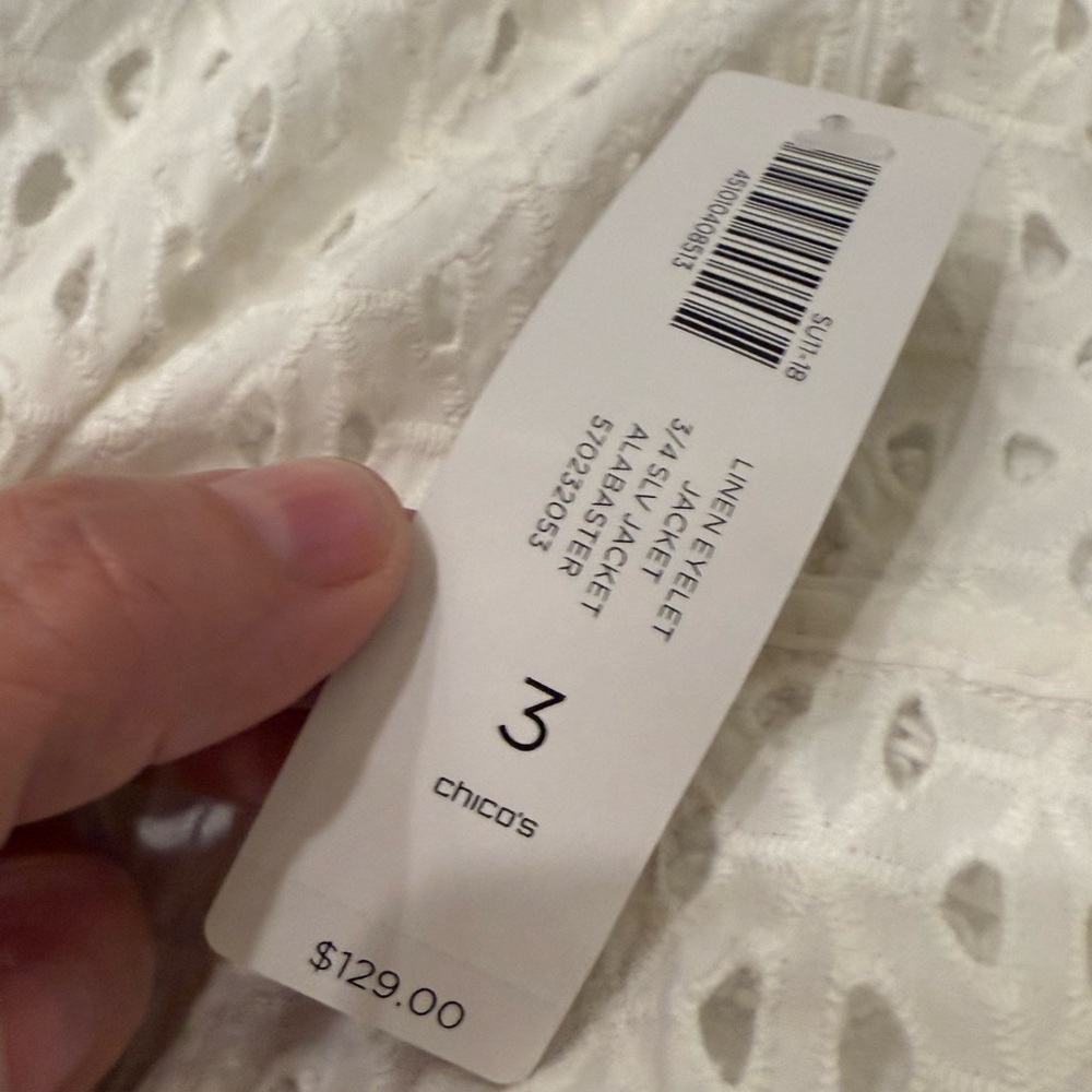 Chico's White Utility Jacket with Eyelet Detail 0019 - Picture 4 of 6